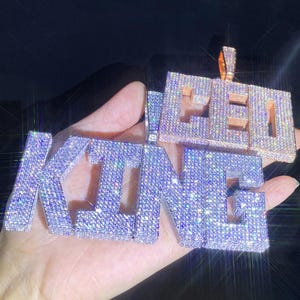 Fully Custom Big Iced Out Name Pendant, Hip Hop Bling Cz Diamond Men&#39;s Letter Number Necklace With Free Rope Chain, Jewelry Gifts for Him