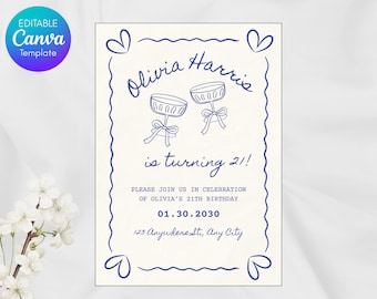 21st Birthday Invitation | Editable Canva Template | Digital Download | Printable Milestone Party Invite