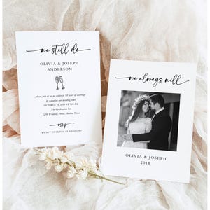 Vow Renewal Invitation | 10th Anniversary Invite | Canva Template | Minimalist with Photo | Whimsical Champagne Toast