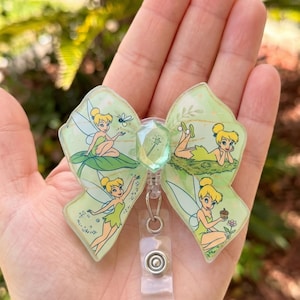 Tinker Bell Badge Reel Grüne Elfe Fee Ausweishalter Tinkerbell Schleife Nurse Card Clip Cute Pixie Charakter Namensschild