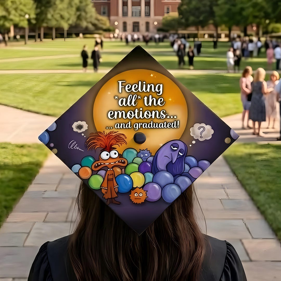Inside Graduation Cap Inside Out Graduation Cap Topper, Emotions Grad Cap, Disney Graduation ...