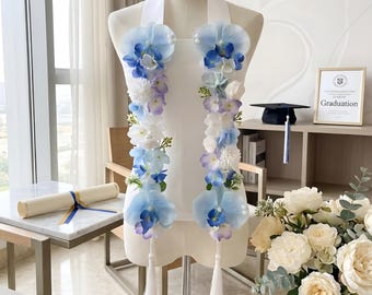 Handmade Fabric Flower Graduation Lei, Elegant Custom Stole, 2026 Grad Sash, Pastel Floral Senior Keepsake, Personalized Gift
