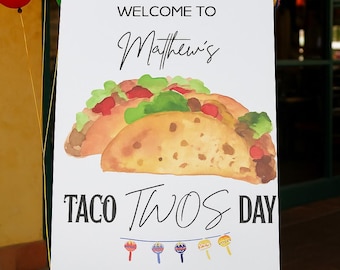 Taco TWOsday Birthday Sign | Editable 2nd Birthday Poster | Instant Digital Download