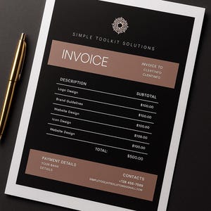 Invoice Template for Freelancers | Minimal Black | Editable & Instant Download