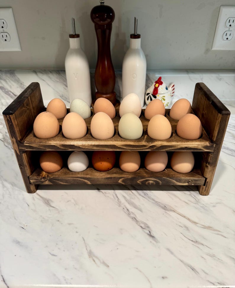 Egg Double Rack Double Level Egg Rack With Pull-out Bottom Shelf - Etsy