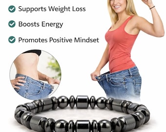 Magnetic Hematite Beaded Bracelet, Energy Balancing, Grounding, Focus, Stretch Jewelry
