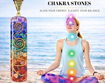 7 Chakra Crystal Necklace, Natural Stone Energy Pendant, Boho Spiritual Yoga Meditation Jewelry