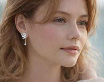 S999 Silver Butterfly Tassel Drop Earrings, Minimalist Korean Style Jewelry