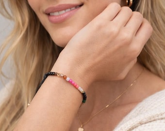 7 Chakra Bracelet, Natural Gemstone Boho Yoga Jewelry, Adjustable Energy Gift