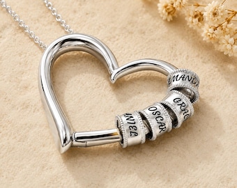 Personalized Heart Name Necklace | Custom Engraved Pendant Jewelry for Mom
