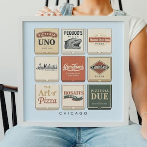 Local Chicago Pizza Box Square Art Print Poster | Bar Cart Art | Chicago Poster | Trendy Art Print | Chicago Art | Digital Print | PNG PDF