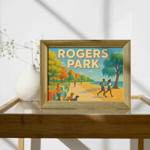 Rogers Park neighborhood poster Chicago, Illinois. Digital print instant download.