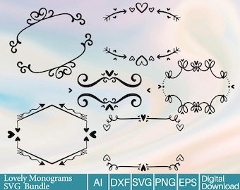 Decorative Frames SVG Bundle: Monogram Borders, Elegant Design (Commercial Use)