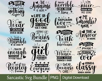 Sarcastic Quotes PNG Bundle: Funny Adult Humor Designs (Digital Download