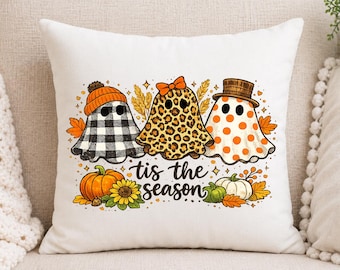 Tis The Season Ghost PNG, Checkered Leopard Polka Dot Ghosts, Halloween PNG,  Trendy Png,Fall Shirt Design,Pumpkin Patch Ghosts Design,Viral