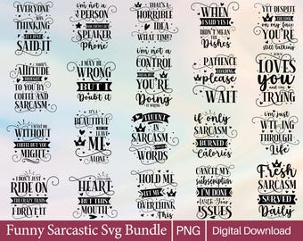 Funny Sarcastic Quotes PNG Bundle: Adult Humor Designs
