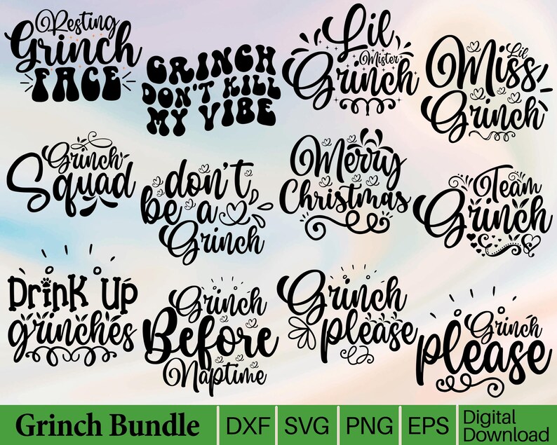 Grinch Quotes SVG Bundle Funny Christmas Cut Files digital Download 