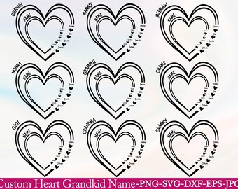 Grandma & Grandkid Sitting On Heart Pattern Moon Personalized Mat 709174 D