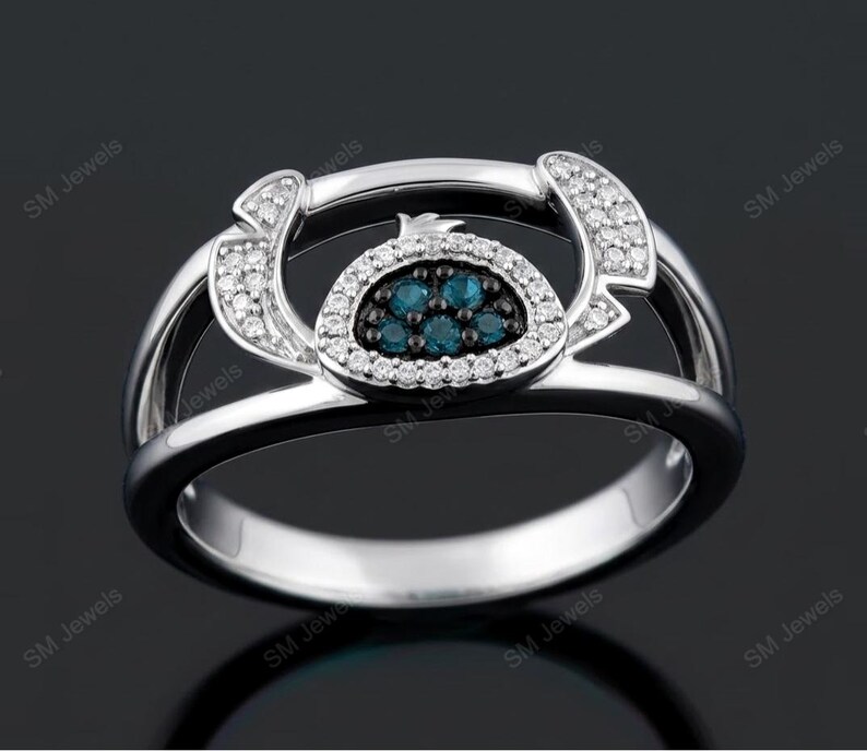 Lilo & Stitch London Blå Topas, CZ Diamantring Sterlingsilver bild 2