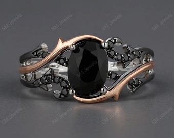 Black Onyx Maleficent Ring: Two-Tone Gold, Sterling Silver Options