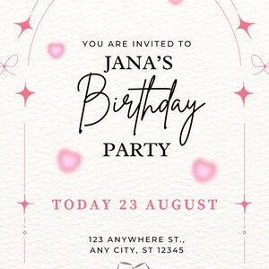 Girly birthday invitation