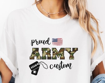 Camiseta personalizada para familia militar orgullosa, sudadera personalizada para familia militar, sudadera para esposa militar, regalos de graduación militar, camiseta para familia militar