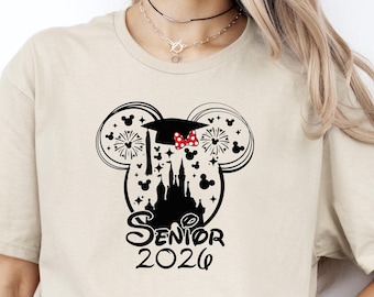 Camiseta de graduación de Disney para estudiantes de último año de 2026, camiseta del Castillo de Mickey de la generación de 2026, camiseta de graduación de Minnie, camiseta de fiesta de graduación, camiseta de viaje a Disney