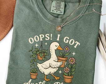 Oops I Got Another Plant Shirt, Plant Lover Shirt, Gardening Sweatshirt, Funny Duck Plant Tee, Botanical Sweater, Gardener Gifts