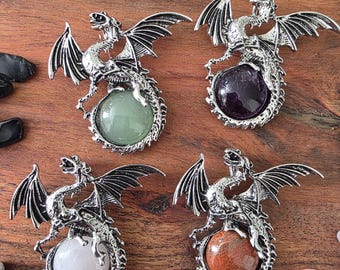 Dragon Crystal Pendant: Healing Stone Necklace, Fantasy Jewelry