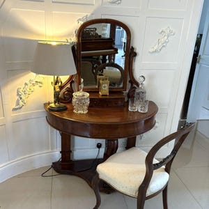 Antique Victorian Mahogany Dressing Table with Swing Mirror & Drawer, 19th Century Vanity Table