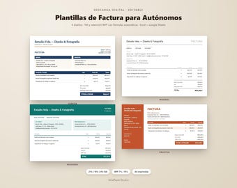 Plantilla Factura Autónomo Excel | Modelo Factura España IVA IRPF | Factura Excel Google Sheets Rechnungsvorlage bearbeitbar