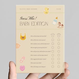 Guess Who Baby Shower Game: Gender Neutral Activity (Editable Digital Template