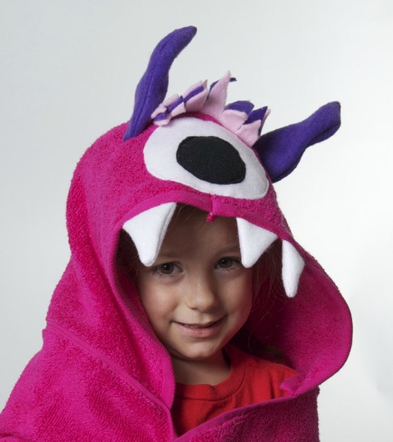 Pink Monster Hooded Towel | Etsy