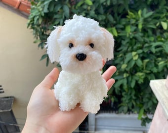 Custom Pet Portrait Amigurumi Keychain, Knitted Dog Toy Souvenir