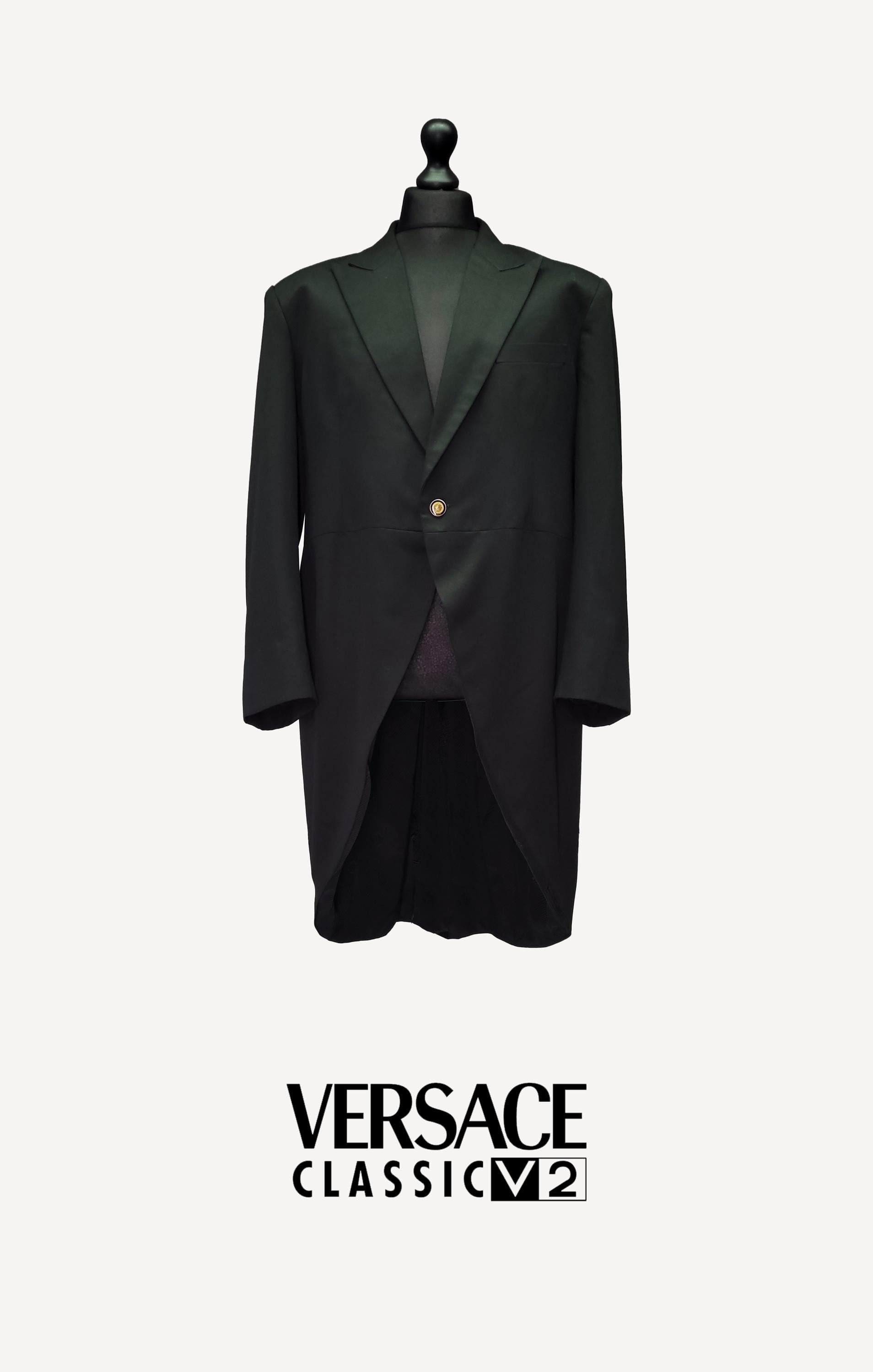 スカイ Italy製 Vintage V2 VERSACE Coat Vintage Versace Classic V2 Wool Long Coat Made in Italy