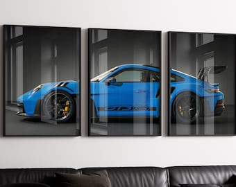 Porsche 911 GT3RS Poster, Luxury Sport Car Print, Garage Wall Decor, Digital Download