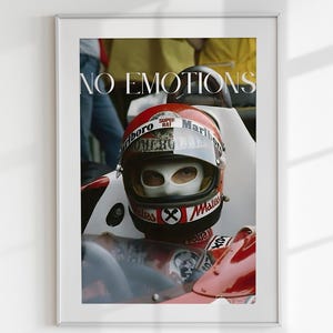 Niki Lauda Poster, No Emotions Poster, F1 Print, Formula 1 Poster, Vintage F1 Poster, F1 Wall Art, Niki Lauda Wall Art, Digital Download