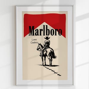 Retro Marlboro Cowboy Poster: Vintage Tobacco Print (Digital Download