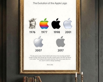 Think Different Apple Slogan Poster, Apple Logo Poster, Rainbow