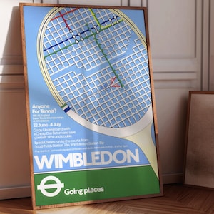 Vintage Tennis Poster: Roland Garros, Wimbledon, Retro Tube Map (Digital Download)