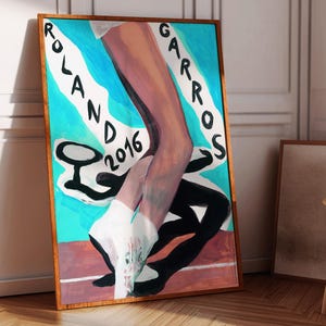 Roland Garros 2013, Minimal Tennis Poster, Modern French Open Art, Yellow Abstract Art, Grand Slam Decor, Tennis Wall Art, Digital Download