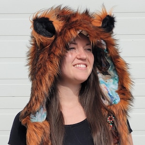 Copper Fox Bolli Bear Hood | Rave | Festival | Hippie | Boho | Furry | Animal Color Hood