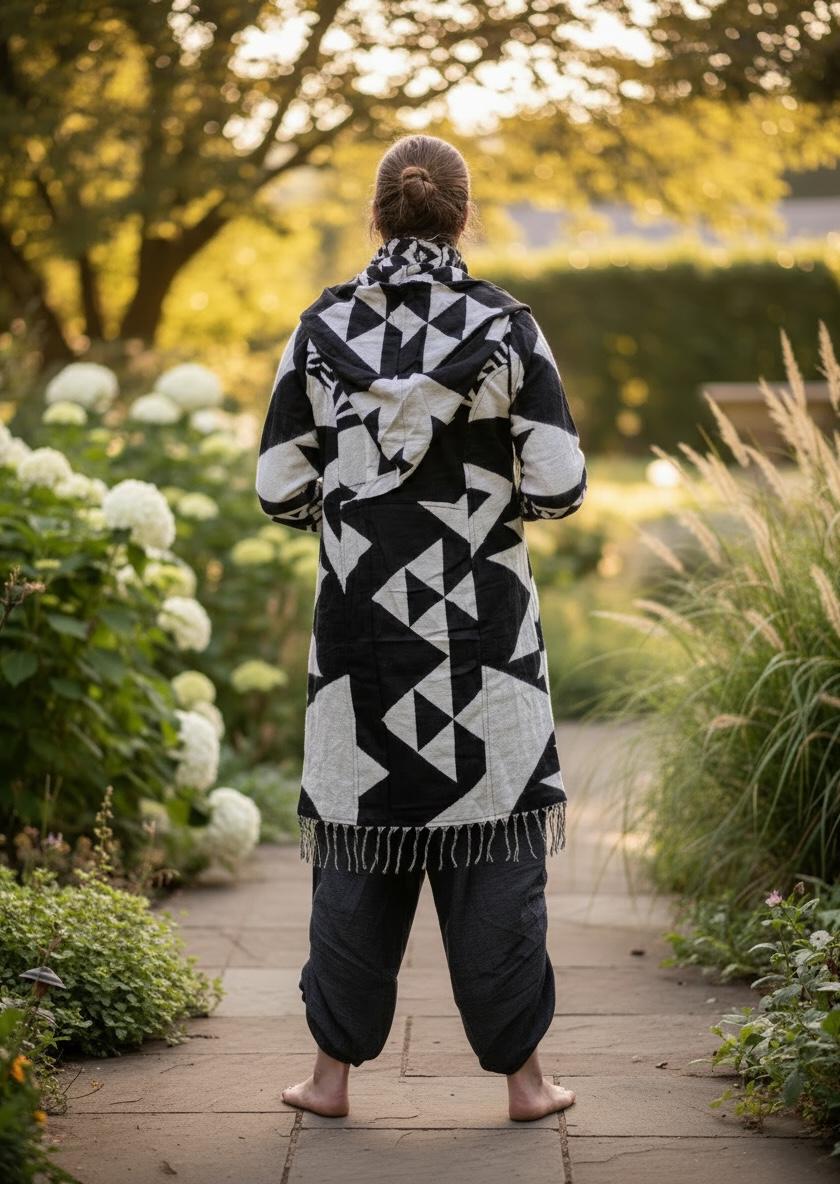 Geometric Aztec Festival Coat – Handmade Tribal Wizard Cloak, Boho ...
