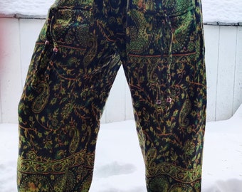 Warm Harem Pants - Paisley Pocket Pants | Comfy| Winter | Blanket Pants | Hippie | Boho | Yoga | Women | Bolli | Fleece | Wool | Festival