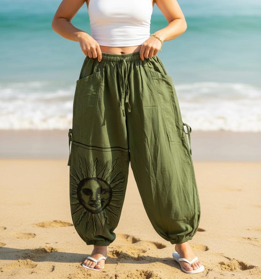 Sun & Moon Cotton Harem Pants - Boho Hippie Yoga, Unisex - Etsy