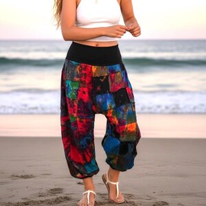 Patchwork tie-dye harembroek | Uniseks boho-festivalbroek