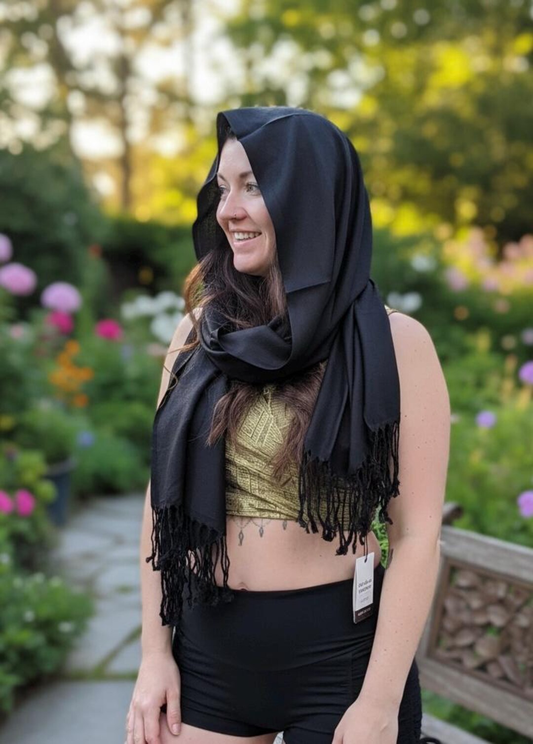 Pashmina Festival Wrap Scarf, Black Paisley Rave Pashmina - Etsy