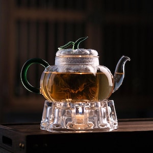 Heat-Resistant Glass Teapot, Tea Water Separator Teapot, Glass Teapot Tea Warmer,Blown Lead-Free Glass Teapot,Loose Leaf Teapot,Gift For Her