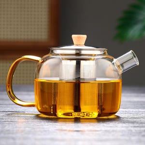 Glass Teapot, Loose Leaf Tea Glass Teapot With Infuser,Blown Glass Teapot,400ml/700ml/900ml/1200ml Heat Resistant Glass Teapot,Birthday Gift