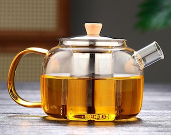 Glass Teapot, Loose Leaf Tea Glass Teapot With Infuser,Blown Glass Teapot,400ml/700ml/900ml/1200ml Heat Resistant Glass Teapot,Birthday Gift